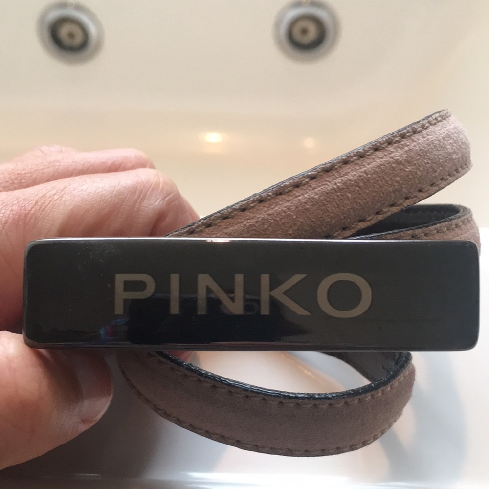 Pink suede belt